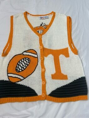 Vintage Castaways XXL Sweater Vest Tennesseee Volunteers Football TN Vols Orange
